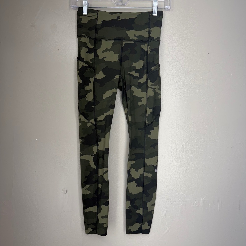 Lululemon Fast and Free High-Rise Tight 25 Nulux Camo Dark Olive Multi Size 4